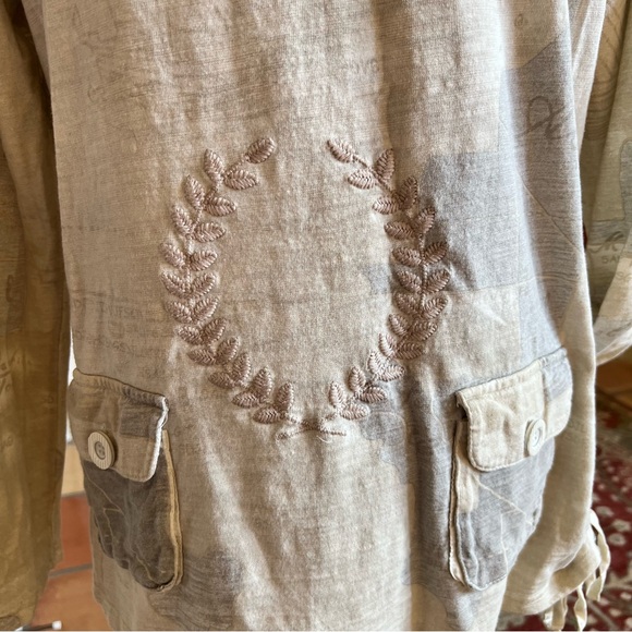 Murmur Off White Peace Love Cotton Utility Jacket With Embroidery Rivets Size L - Picture 7 of 9